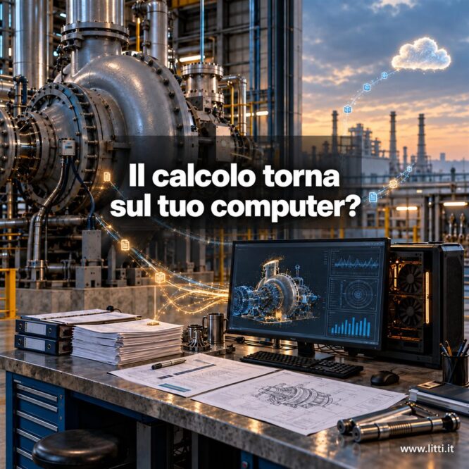 Impianto industriale con computer locale e titolo Il calcolo torna sul tuo computer?