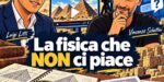 La fisica che NON ci piace, illustrazione generata con AI con Luigi Litti e Vincenzo Schettini davanti alle piramidi di Giza